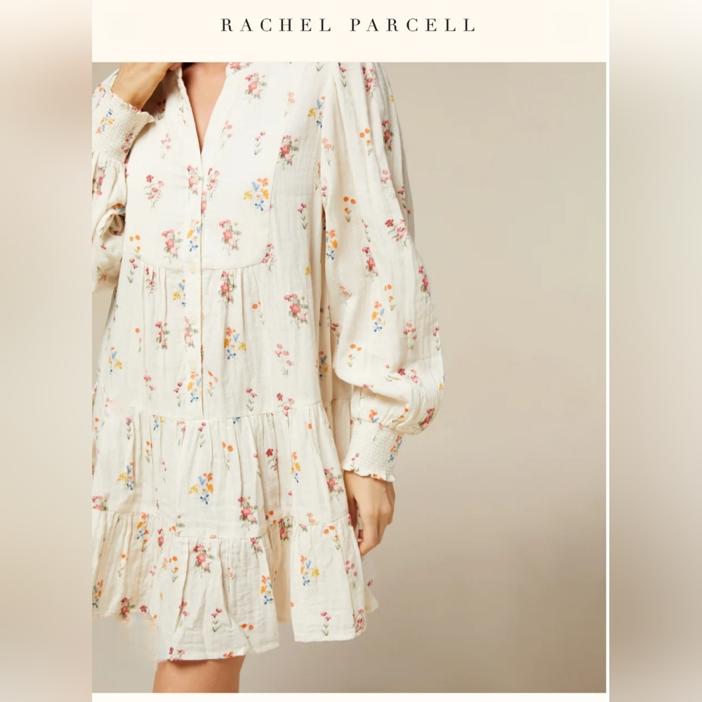 #140 Rachel Parcell Gauze V-Neck Dress NWT - Picture 3 of 4
